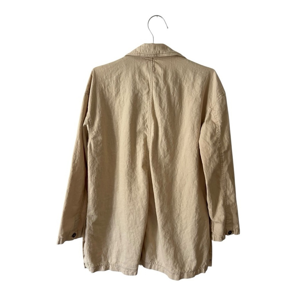 ANTHROPOLOGIE Pilcro Blazer Womens Medium Linen Blend Relaxed Flax Tan Jacket - Picture 3 of 6